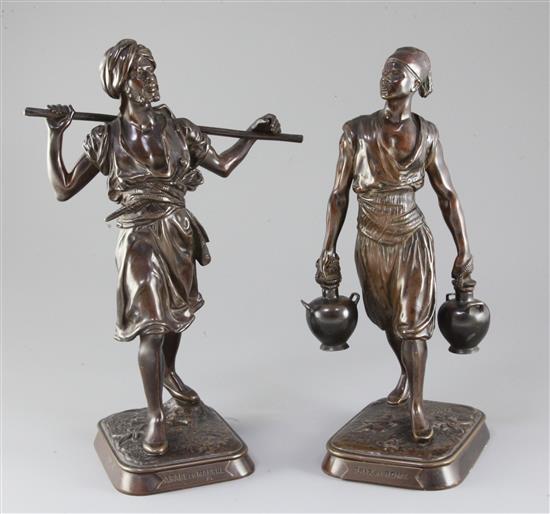 Emilé Pinedo and Marcel Debut (French, 1840-1916). A pair of bronze Orientalist figures, 12.75in.
